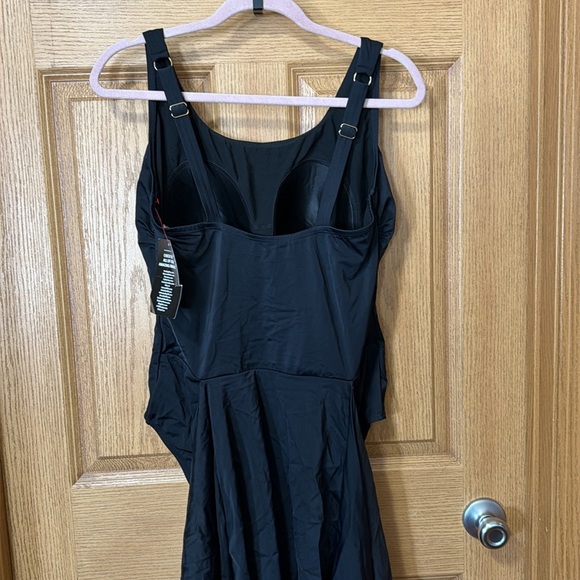 New Swimsuits For All Adjustable Sarong One Piece Swimsuit Plus Size 16 Black - Picture 8 of 9